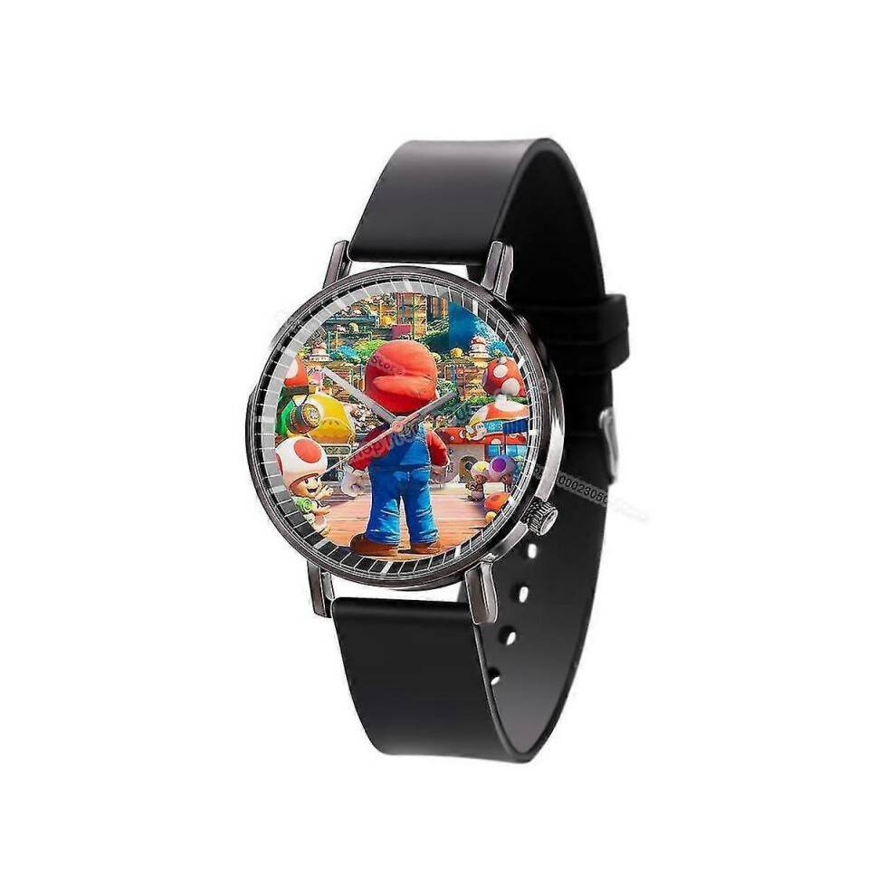 (Mario-11) Super Mario Bros Movie Watch Luigi Wristwatch Leather Printing Watch Cartoon Quartz Electronic Watch Toy Birthday Party Gift New