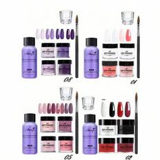 7 ST Akrylpulverset, Kristall Akryl Nail Art Kit, Monomer Akryl Nail Kit, Nagel Akryl Pulver Och Flytande Set, Monomer Liquid Set Med Nagelborste, Kla - Multifärgad