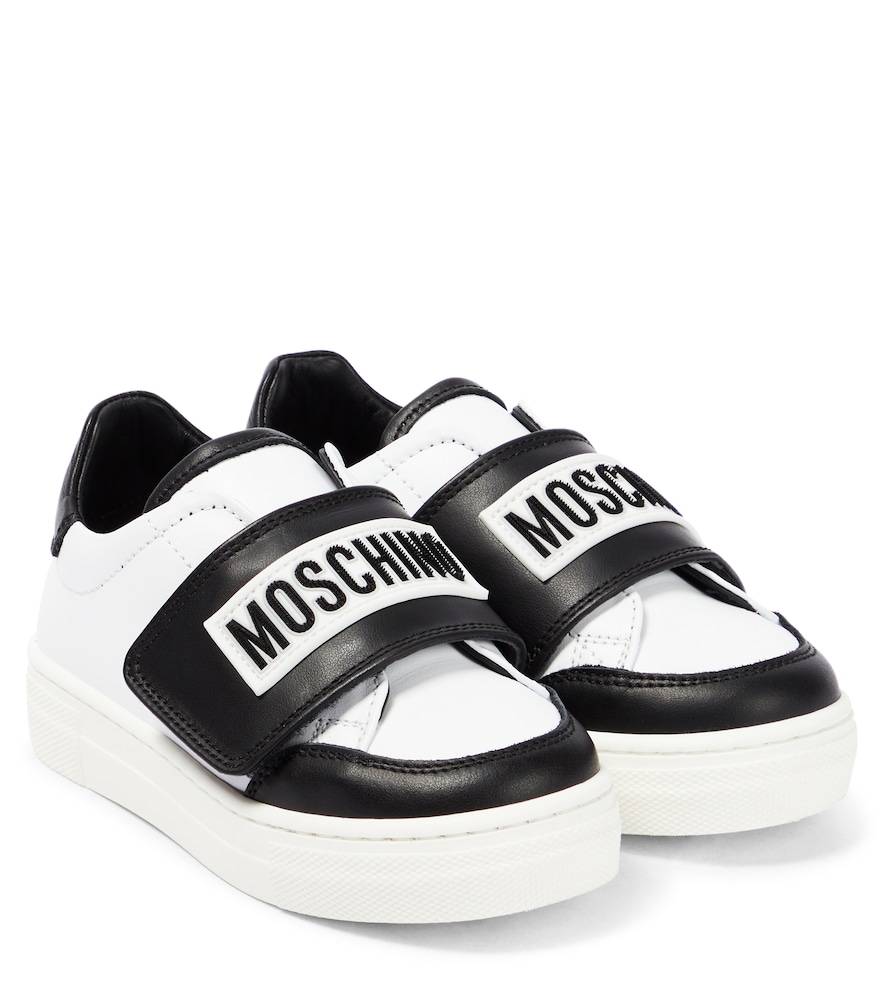 Moschino Kids Logo leather sneakers