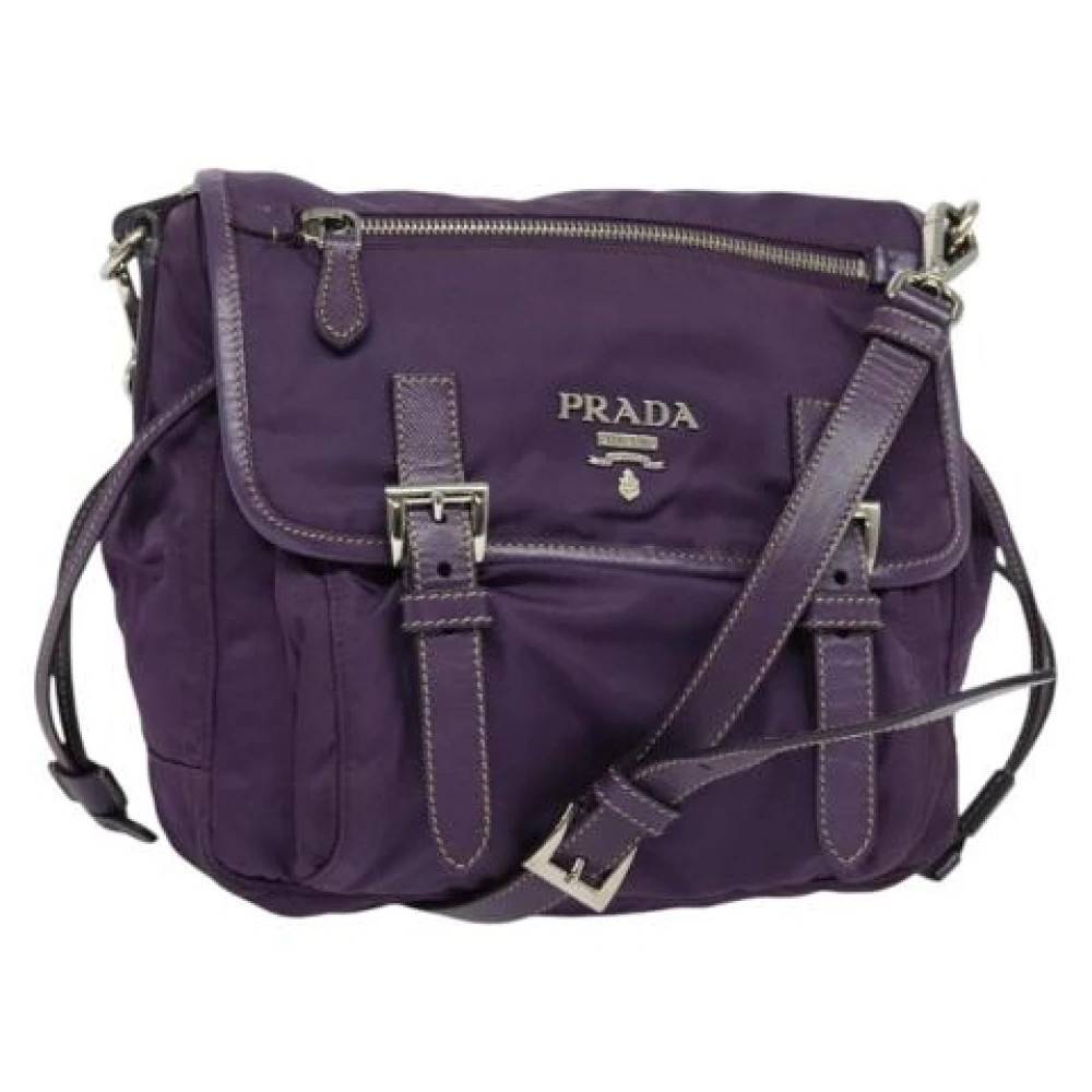 Prada Vintage Pre-owned Vintage Nylon Skuldertaske - Vintage - Dame - Lilla - ONE SIZE - Uld