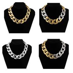#Sæt af 4 Overdrevne Akryl Store Kæde Halskæder Kvinder Statement Hip Hop Twisted Chunky Tyk Choker Gothic Smykker#