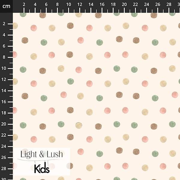 Bomuldspoplin m/kulørte prikker, "Light & Lush Kids poplin Spring"
