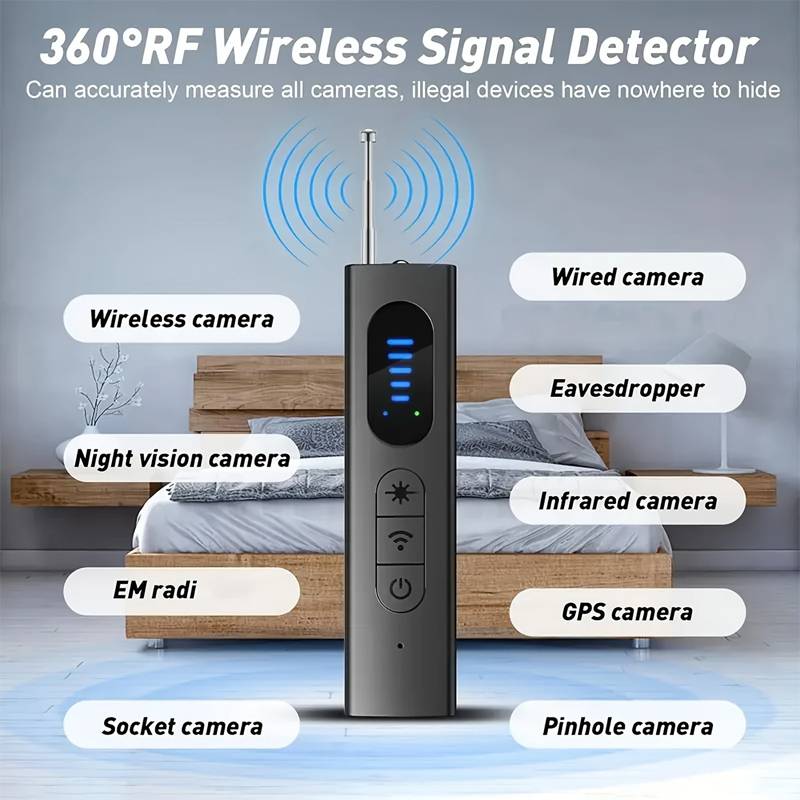 Hidden Camera Detector Anti-Spy Car GPS Tracker Listening Device Bug RF Wireless All Signal Scanner Gadget Security Protection