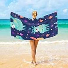 Handdukar tecknad Llamas lila lätt bastu handduk sandfria badhanddukar spahandduk för resor simning camping 80 x 130 cm