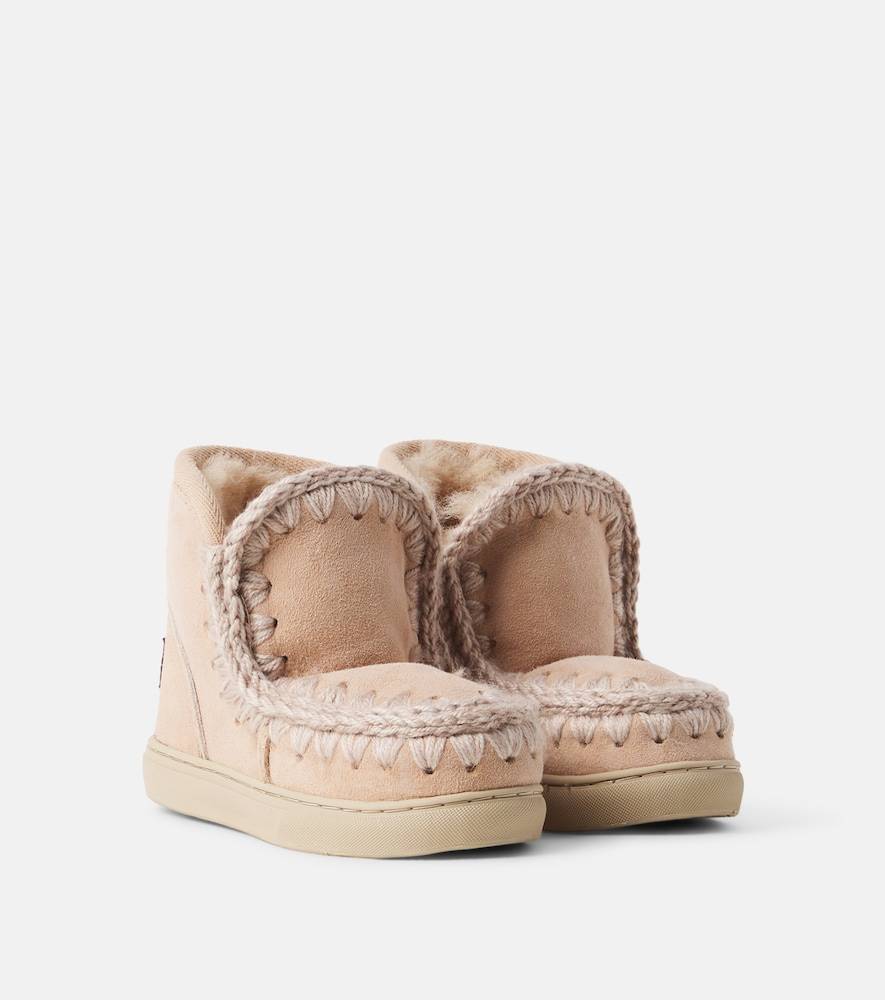 Mou Kids Botines de ante bordados con borrego - rosa - EU 28