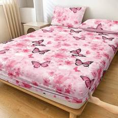 1pc Fitted Sheet, Butterfly Bedding, Mattress Protector, Pink Bed Cover, Bed Sheets, Cozy Home Textile, Breathable And Anti-Pilling Mattress Protector - Multicolor - Multi-size