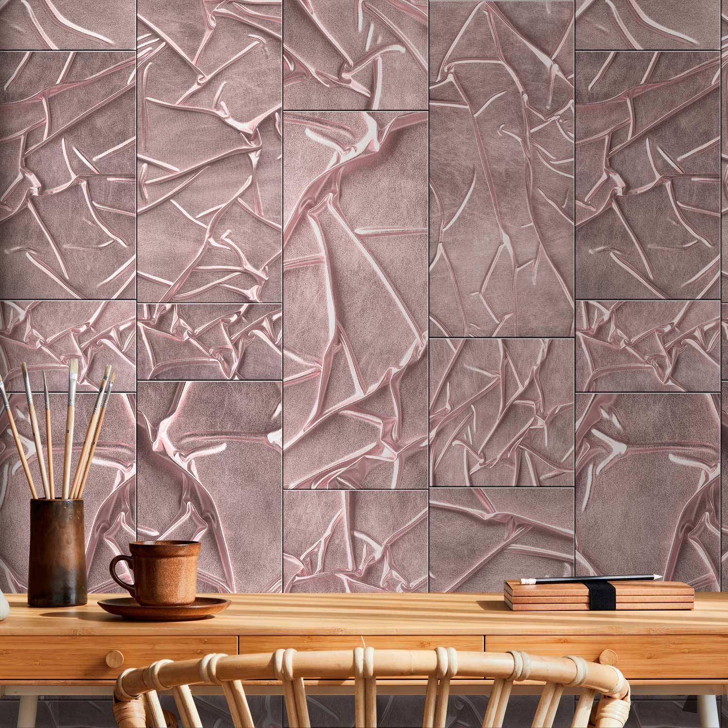Tapet Satin Dream - rosa designtapet med struktur - 50 x 1000 cm - Premium