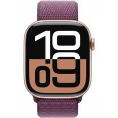 Apple Watch Series 10 GPS 46 mm Rose Gold Aluminium Case with Plum Sport Loop
