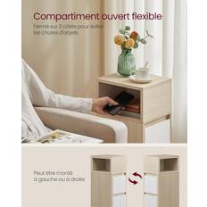 VASAGLE Kailyn Collection - Narrow Nightstand, Side Table, 2 Drawers and Open Compartment, Left or Right Mounting, Bedroom, Living Room, Natural Beige