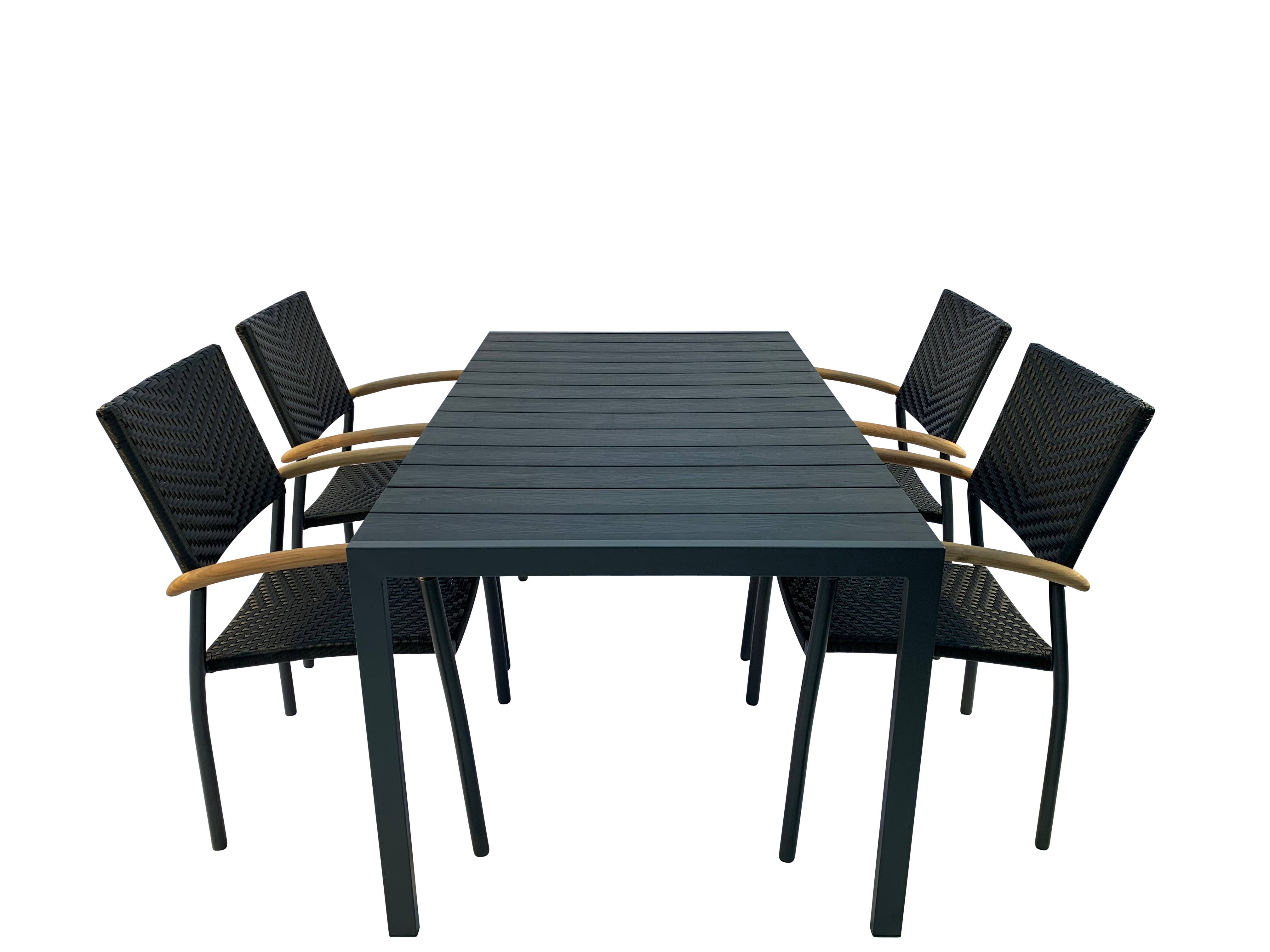 Era/Gilleleje havemøbelsæt til 4 personer med stole i UV-beskyttet polyrattan sort 4-line.