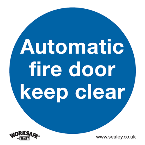 Worksafe Mandatory Safety Sign - Automatic Fire Door Keep Clear - Rigid Plastic - Pack of 10