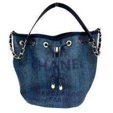 Chanel Vintage, Pre-owned, Dame, Blå, ONE SIZE, Tyl, Pre-owned Laeder totes
