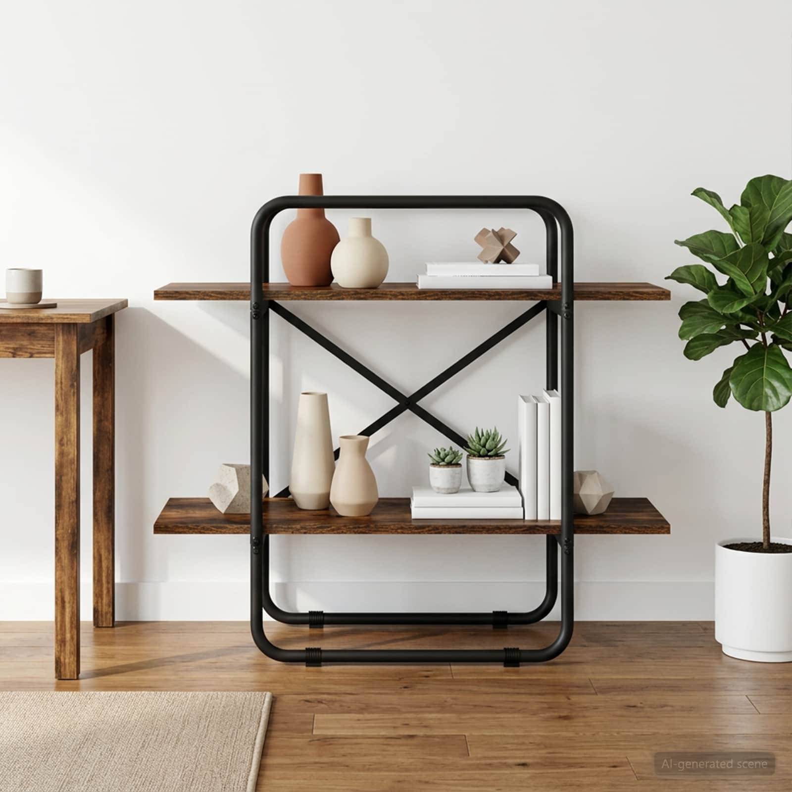vidaXL Bogreol 2 niveauer 60 x 35 x 70 cm PB Røget eg