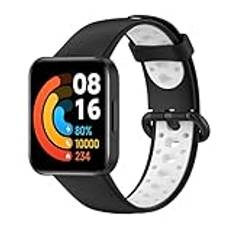 BYISYUE Andningsbart sportsilikonband för Xiaomi Redmi Watch Lite 2, ersättningsarmband för Xiaomi Redmi Watch 2 Lite/Mi Watch 2 Lite, Svart/vit