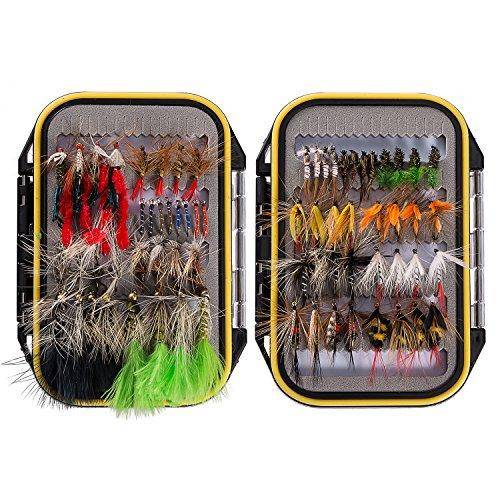 Bassdash Fly Set, 80-piece set in a waterproof case for fly fishing, perfect for mountain stream, tenkara, and trout fishing.