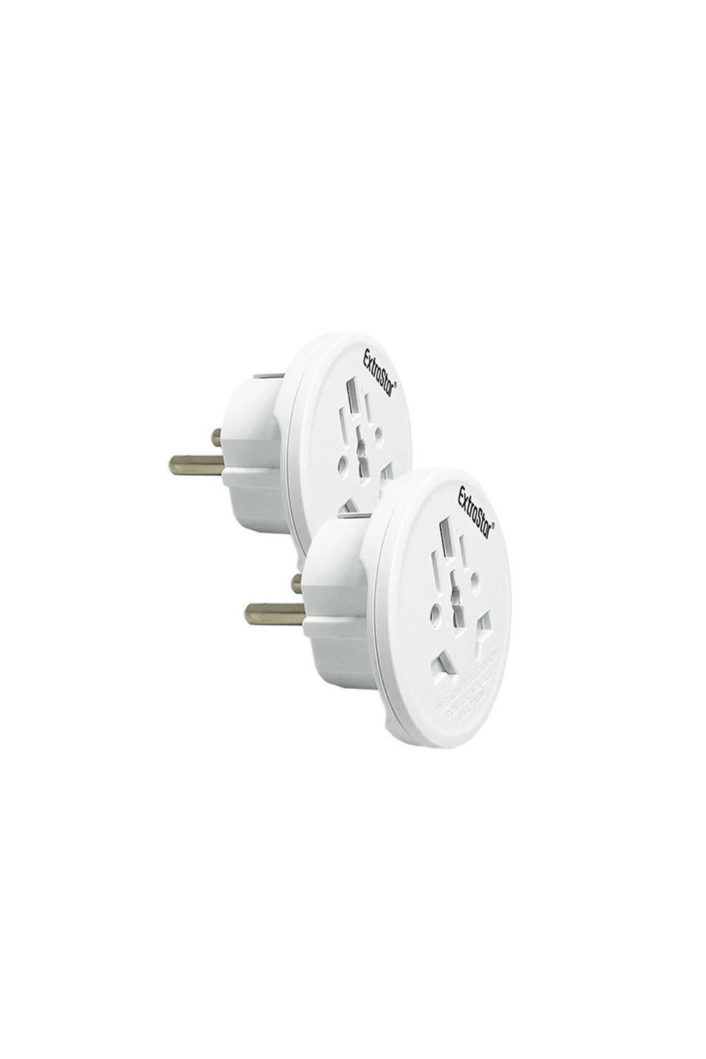 Living and Home Multi To Europe Plug Adapter, White, Pack of 2