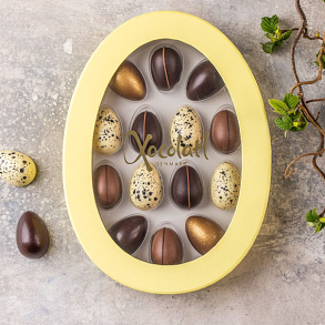 Xocolatl Oval Påskeæske med 14 fyldte chokoladeæg