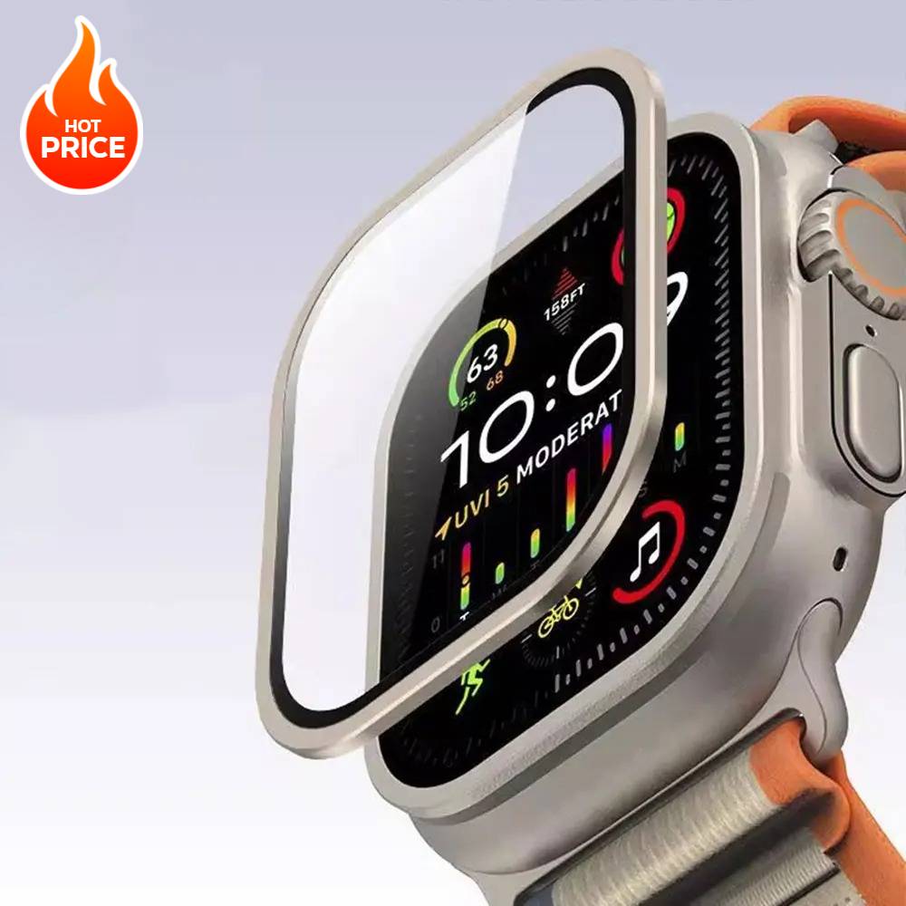 Tempered Glass for Apple Watch Ultra 49mm Titanium Metal Frame Anti-Scratch film for Series Ultra 2 Screen Protector Accessories