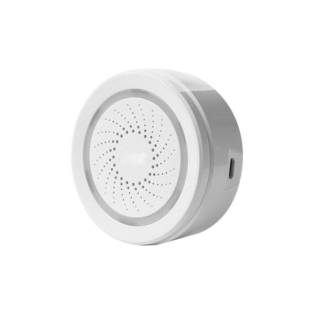Wifi siren alarm sensor 3 in 1 med temperatur luftfuktighet sensor smartlife app avisering varningar fungerar med alexa google home - 1 st
