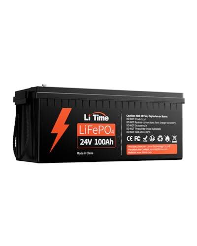 LiTime 24V 100Ah LiFePO4-Batteri med 100A BMS för Husbil och Solenergi