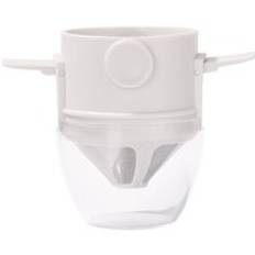 Bärbart kaffefilter hopfällbart droppkaffe tehållare papperslös kopp kaffebryggare droppare kaffefilter kaffetillbehör - Vit med hållare