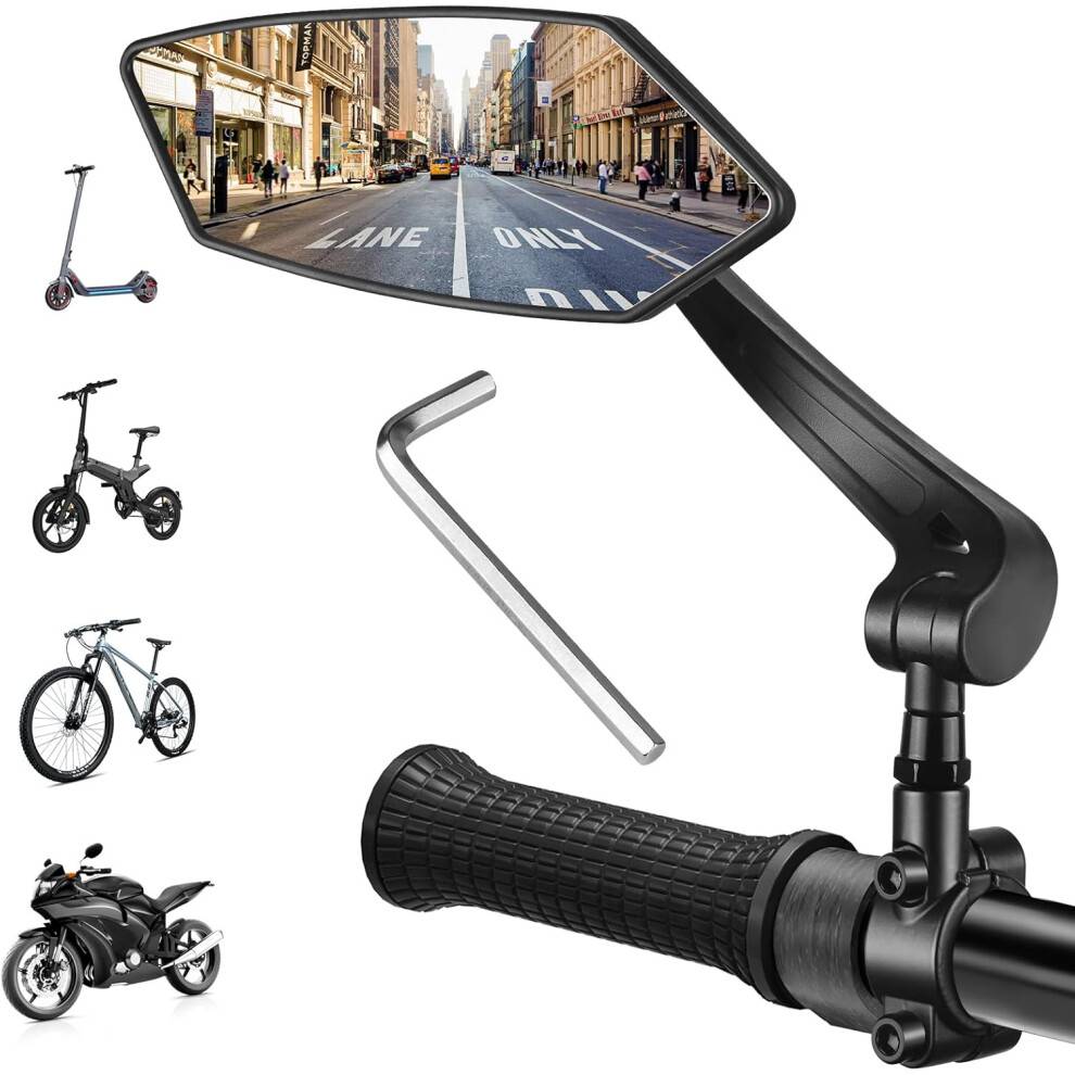 360 graders justerbart drejeligt cykelspejl, vidvinkel ridsefast styrspejl til mountainbikes, nem at installere, universelt