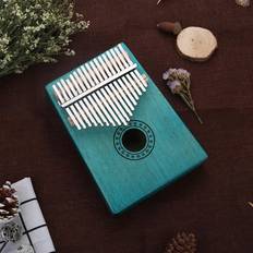 1PC Finger 17 Keys Kalimba Thumb Piano Instrument Mahogany Wood w/ Tuner Hammer