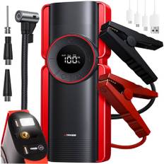 Power Bank Jump Starter 6-i-1 – Startfunktion 10.000 mAh til diesel og benzin, med kompressor og lommelygte