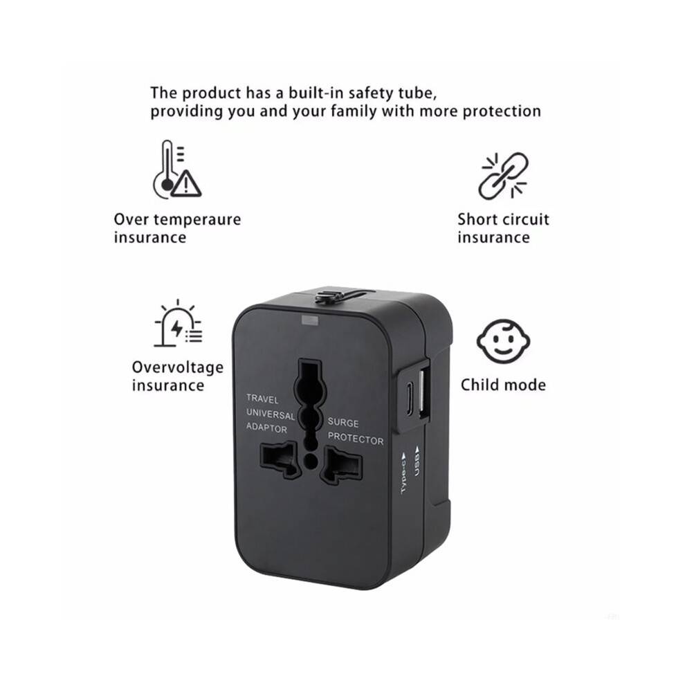 USB+Type C Universal Travel Adapter UK to EU Plug Wall Charger AC Power Converter World for USA EU UK AUS