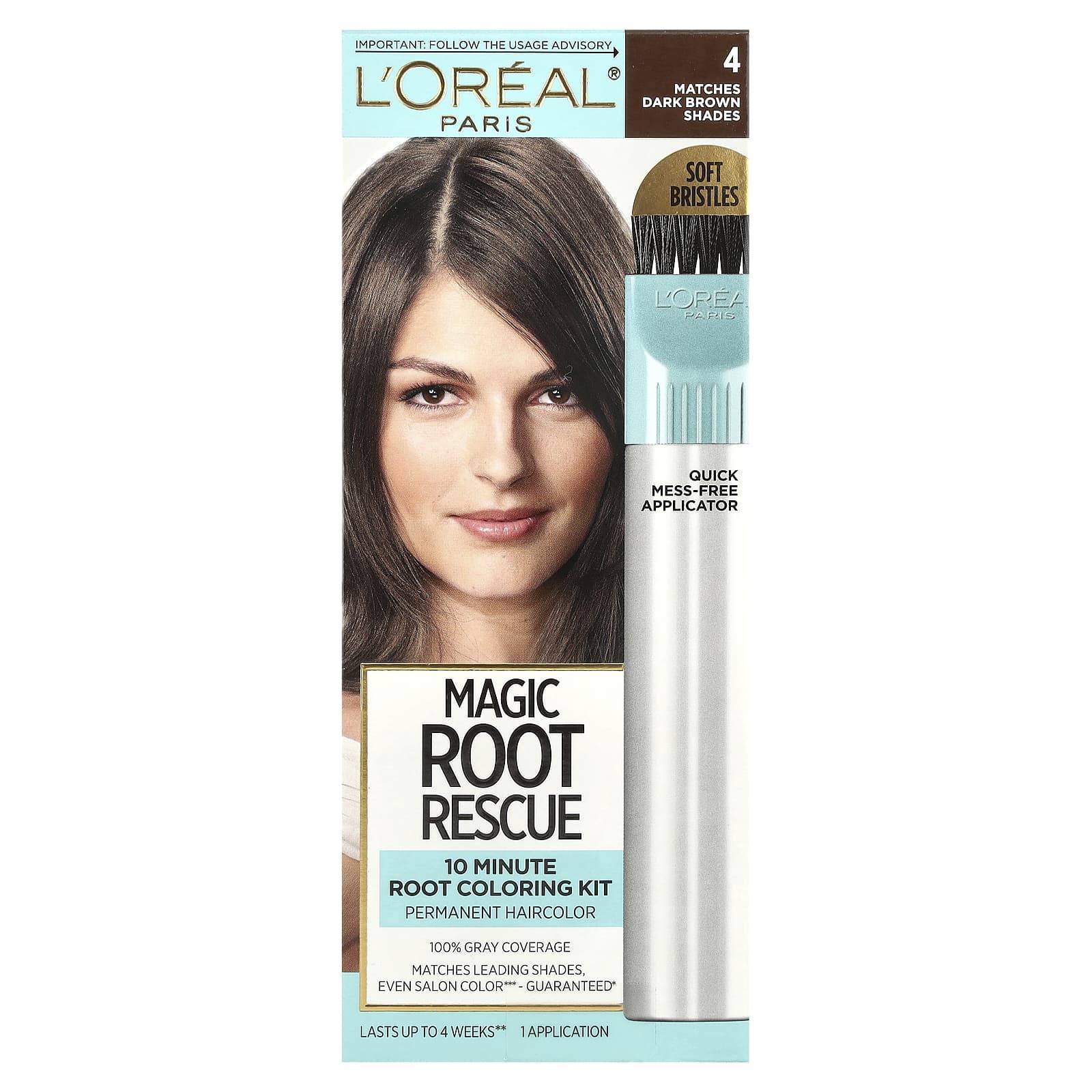 L'Oréal, Magic Root Rescue, 10 minuters rotfärgningskit, Nej. 4 Mörkbrun, 1 Förpackning