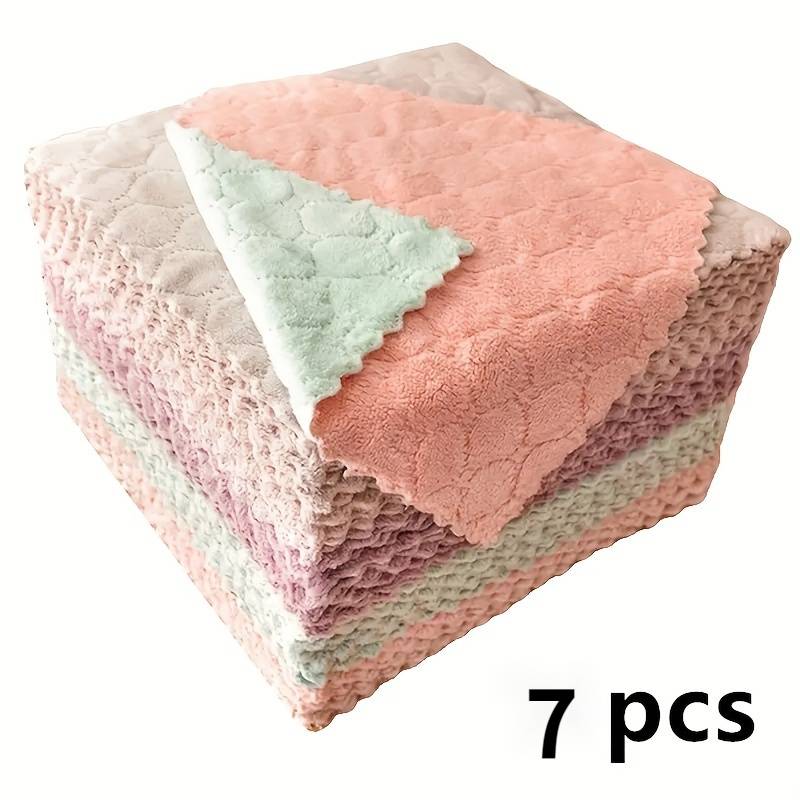 7pcs Ultra Absorbent Dish Cloths - , Oil, Double-sided Kitchen Towels For Use - Contemporary Space Theme, Hand Wash Only