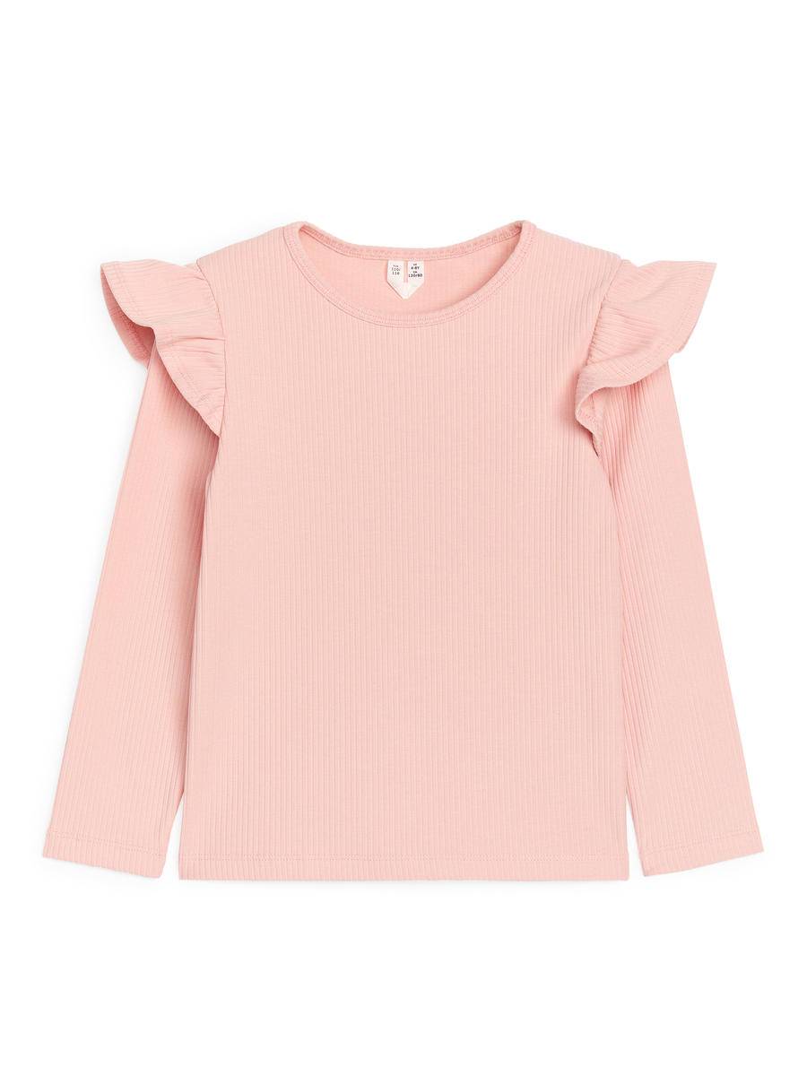 ARKET Frilled Jersey Top -Pink, 122/128