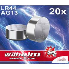 20 X Wilhelm AG13/147/LR44/SR44W/357/LR1154/V13GA Qualitätsbatterien 1,5 V Alkaline Blister
