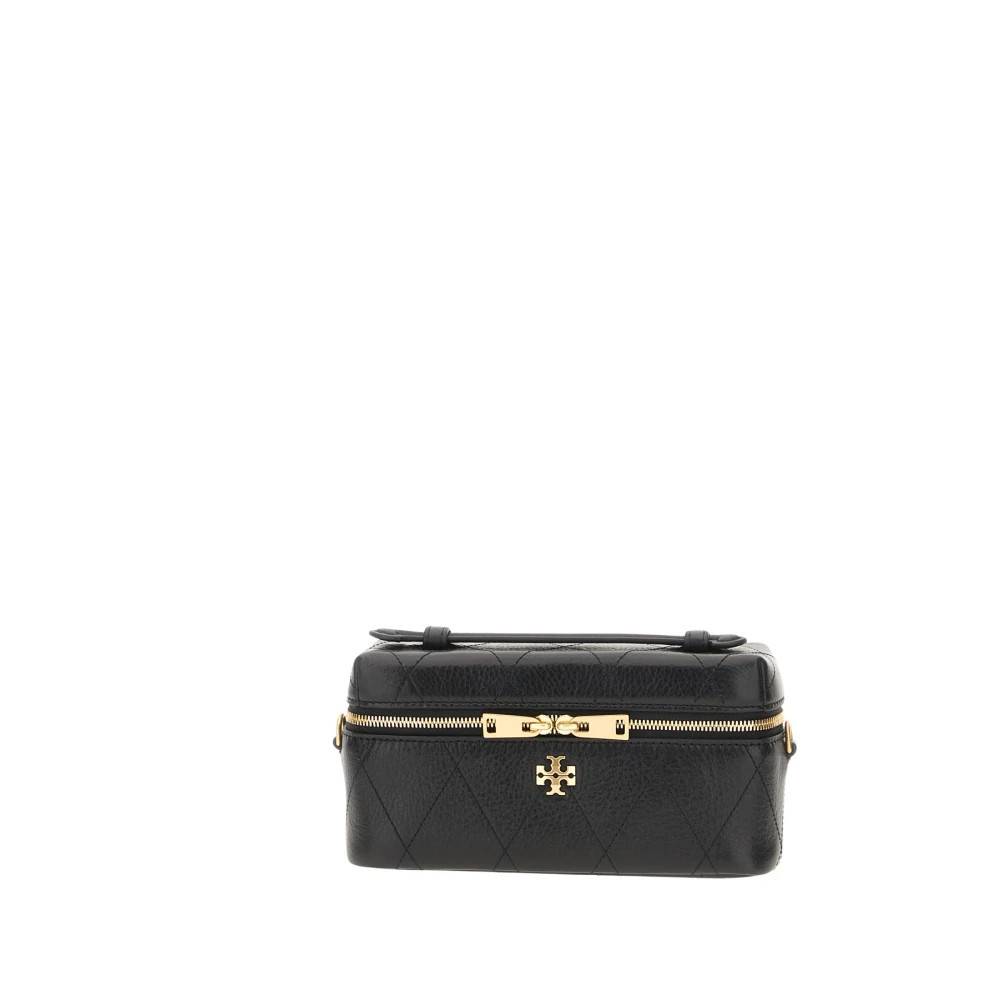 Tory Burch Charlie Quilted East-West Vanity Case - Tasker - Dame - Sort - ONE SIZE - Læder