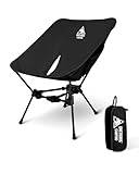 OneTigris TIGERBLADE Campingstol, vikbar 150 kg, fällstol, camping, lätt trekantig ram, vikbar stol, ultralätt, med 2 sidofickor för utomhusbruk, vandring (svart)