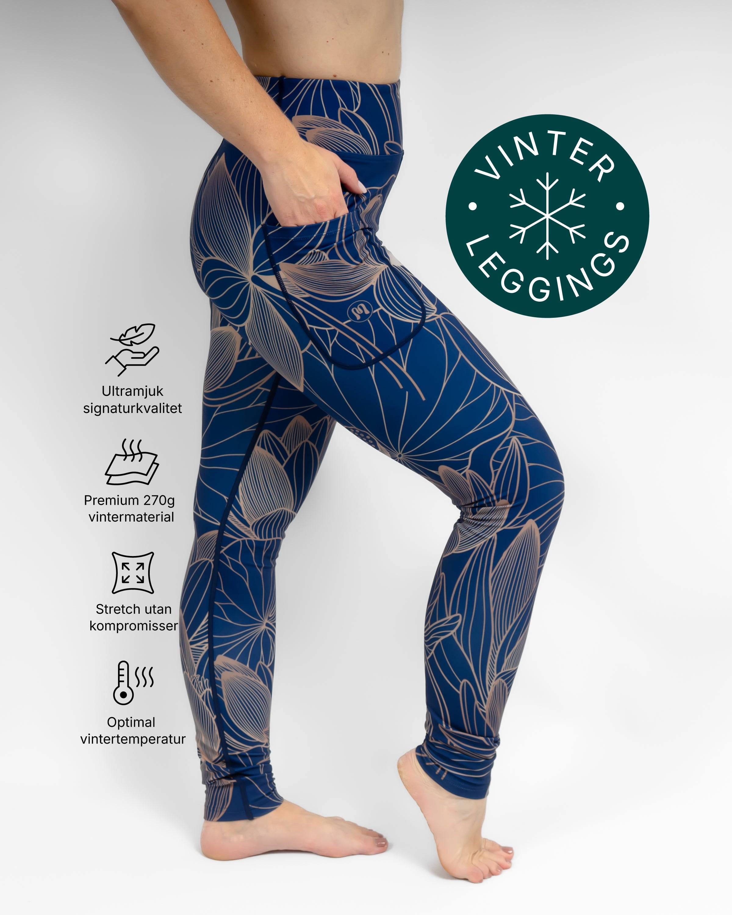 Aya Sapphire Tight Fit Winter Leggings, 3XL