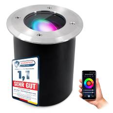 SSC-LUXon JUAVI Bodeneinbaustrahler aussen schwenkbar - mit Smart GU10 WLAN CCT RGB - Bodenspot befahrbar kompatibel mit Alexa, Siri & Google