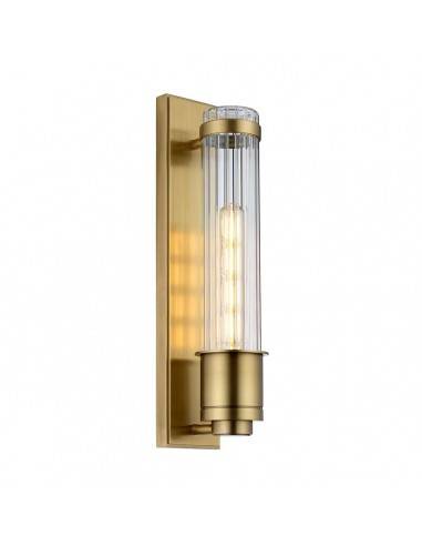 WELLINGTON Badeværelselampe i stål og glas H40 cm 1 x E27 GS1071 LED - Antik messing/Klar rillet