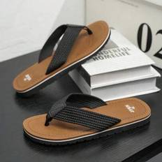 Herr utomhus flip flops i ny stil med öppen tå platta tofflor, avslappnad andas bekväma tofflor för dagligt bruk, strand - Brun - CN39,CN40,CN41,CN42,CN43,CN44,CN45