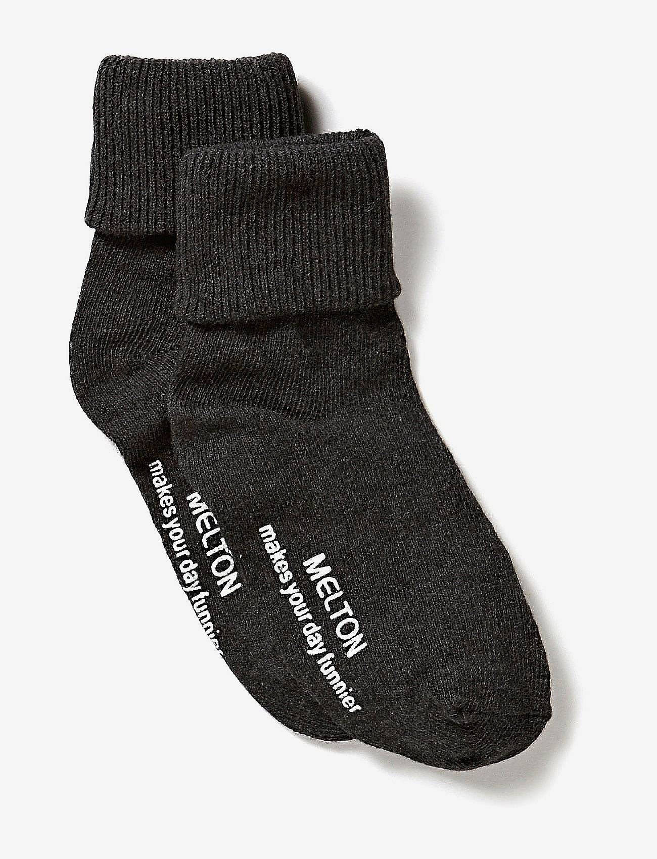 Melton Cotton Socks - Anti-Slip - Grey - 15/16