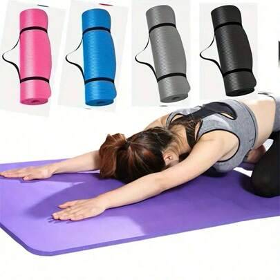 1 st extra tjock halkfri yogamatta - stötdämpande träningsmatta med bärrem, lämplig för yoga, fitness och dans - för yoga- och fitnessälskare - lämpli - Multifärgad (Multi-size)