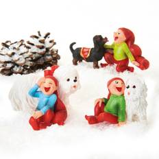 Bramming tomte med hund - Liten vit hund