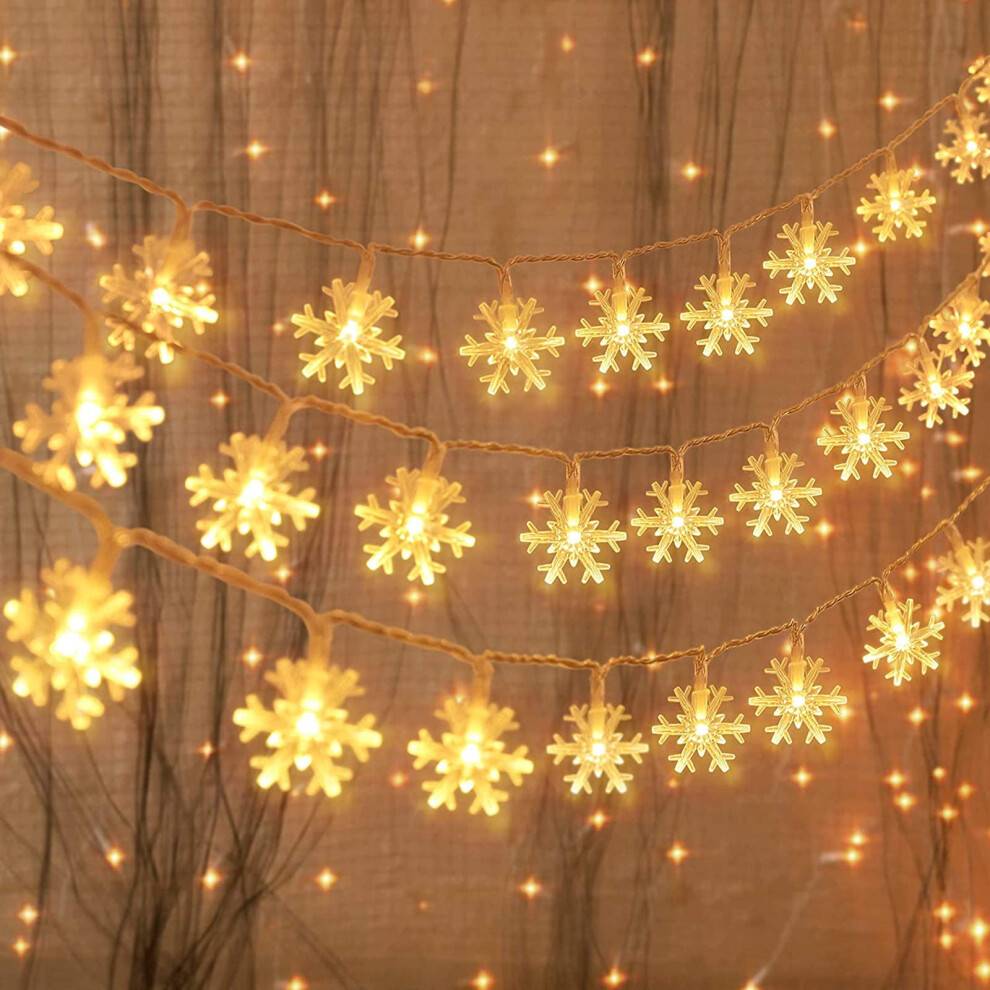 6m 40LED julesnefnug lyskæde, 8 tilstande timer, vandtæt, tilslutningsbar, stikkontakt lyskæde, kompatibel med indendørs udendørs dekoration