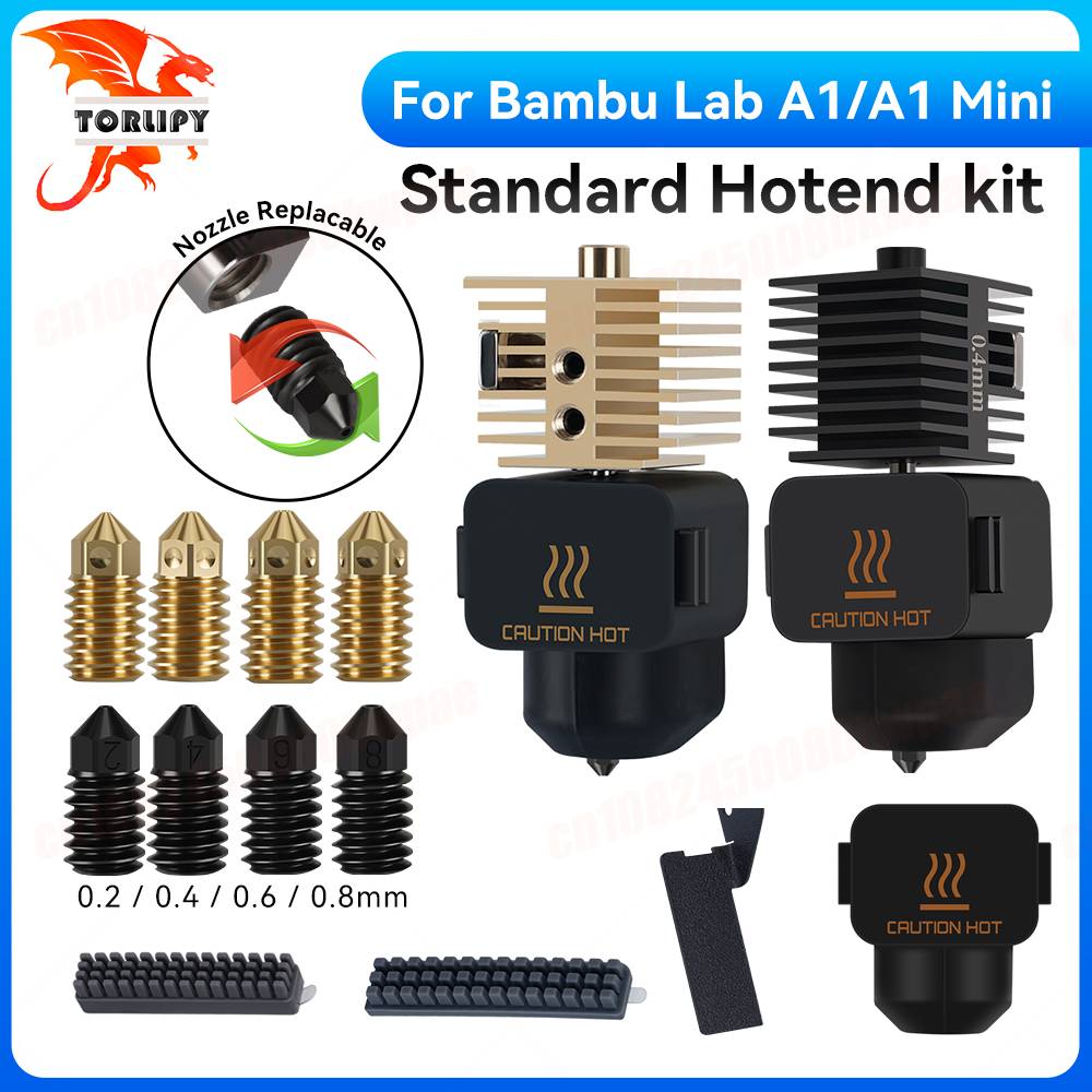 Hotend Kit For Bambu Lab A1/A1 Mini Fast Speed Hot End Assembly 0.2/0.4/0.6/0.8mm Hardened Steel Nozzles 3D Printer Accessories