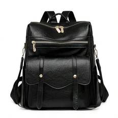 Retro Patchwork Backpack, High-Quality Soft Leather, Large Capacity, Street Fashion Backpack For College Students - Multicolor