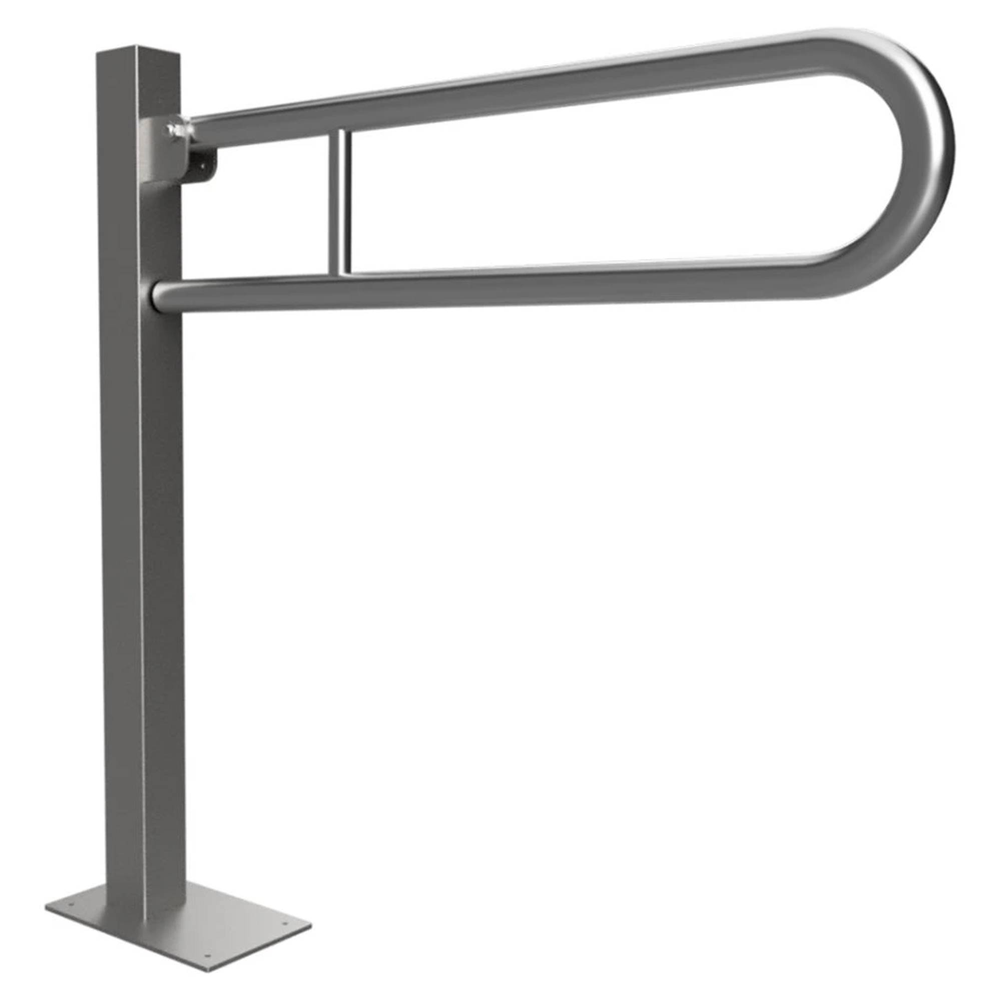Fällbart Stödhandtag Golvmonterad Steda 75 cm Krom Matt Utan Kåpa