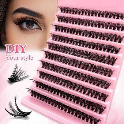 1 st 80D Faux Mink Cluster Lashes, 0,07 mm D-Curl 8-16 mm Blandade naturliga ögonfransförlängningar, 3D Ryska Cluster Fransar för individuella makeupv - 1 par