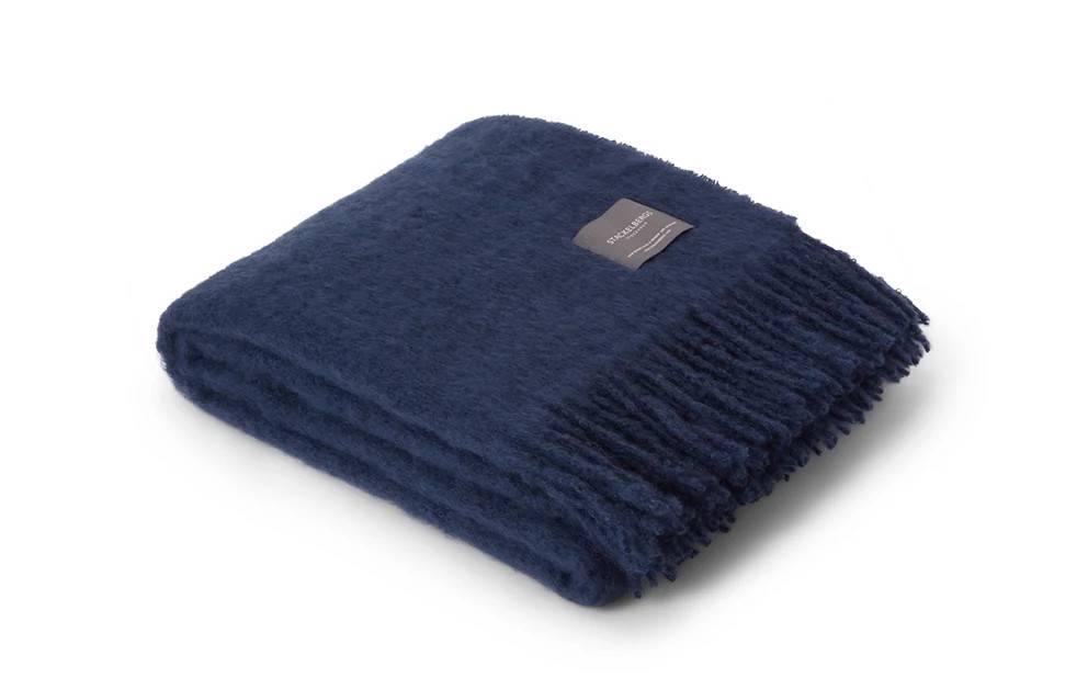 Mohair Pläd Denim Dark Blue
