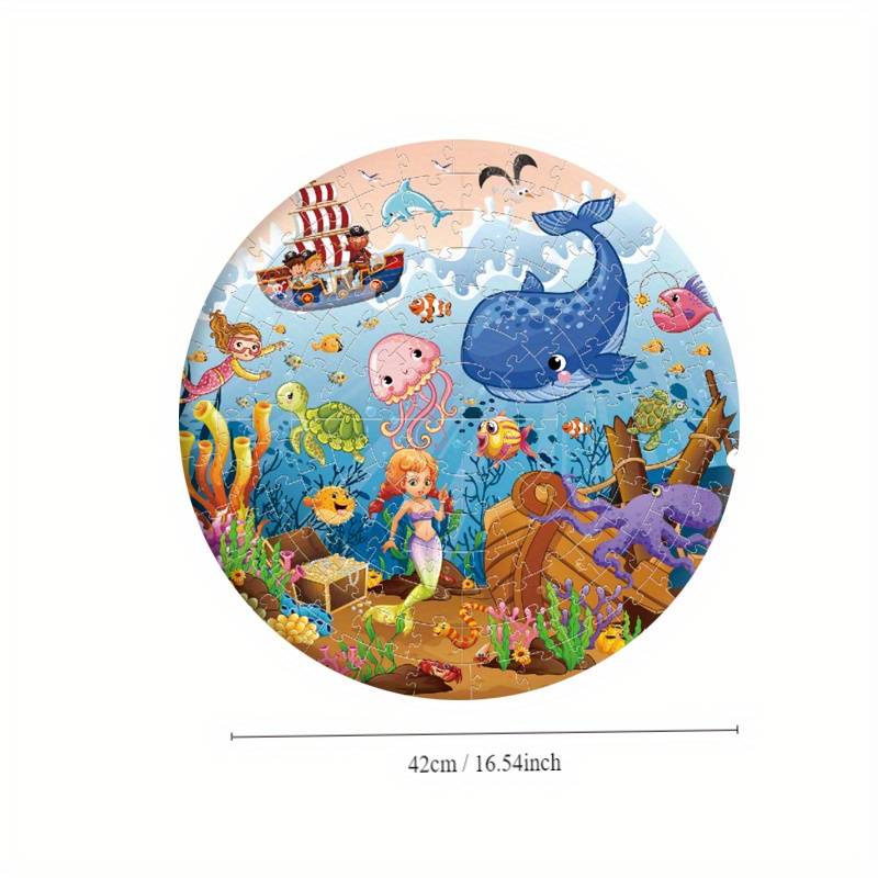 TEMU Jigsaw Puzzles For Kids Ageds 3-6 Years, 128pcs Round Sea Animals Paper Puzzles, Kids Puzzles With Colorful , Toys For Children, Kindergarten Rewards Gift