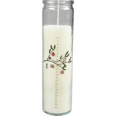 Kalenderlys i glas med print H: 21 cm - hvid
